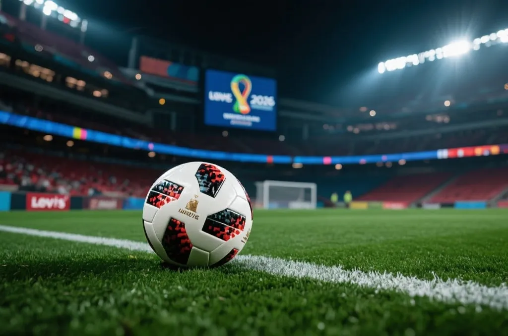 2026世界杯比赛用球放置在李维斯体育场草坪上